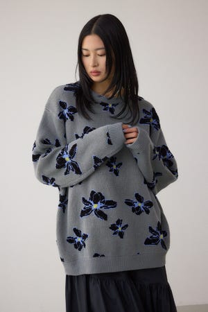 フラワーダブルジャガードニット