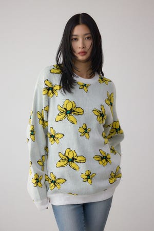 フラワーダブルジャガードニット