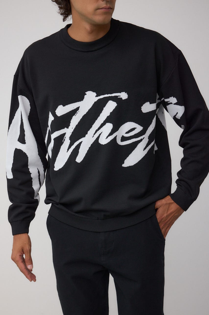 リバーシブル総柄グラフィックニット BLK L