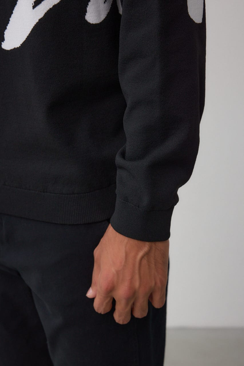 リバーシブル総柄グラフィックニット BLK L