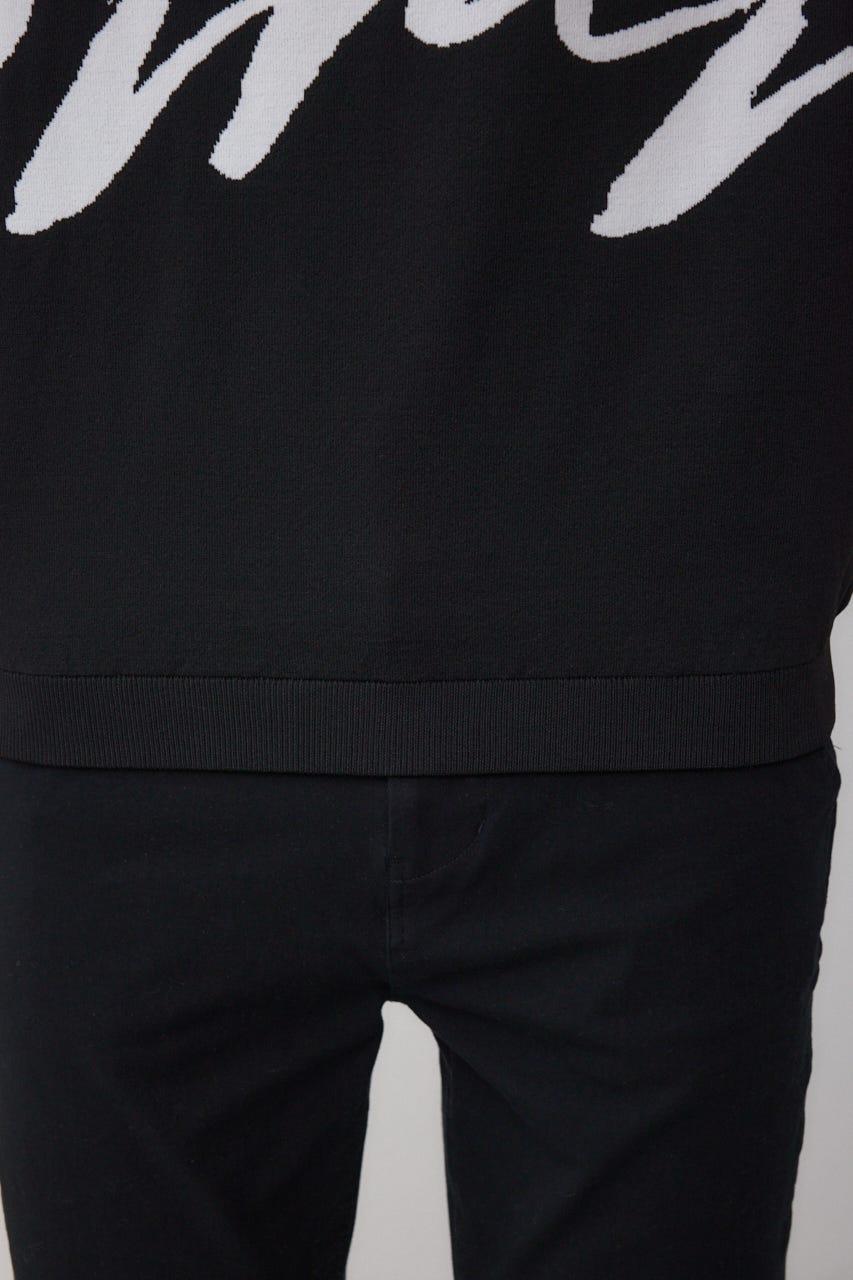 リバーシブル総柄グラフィックニット BLK L