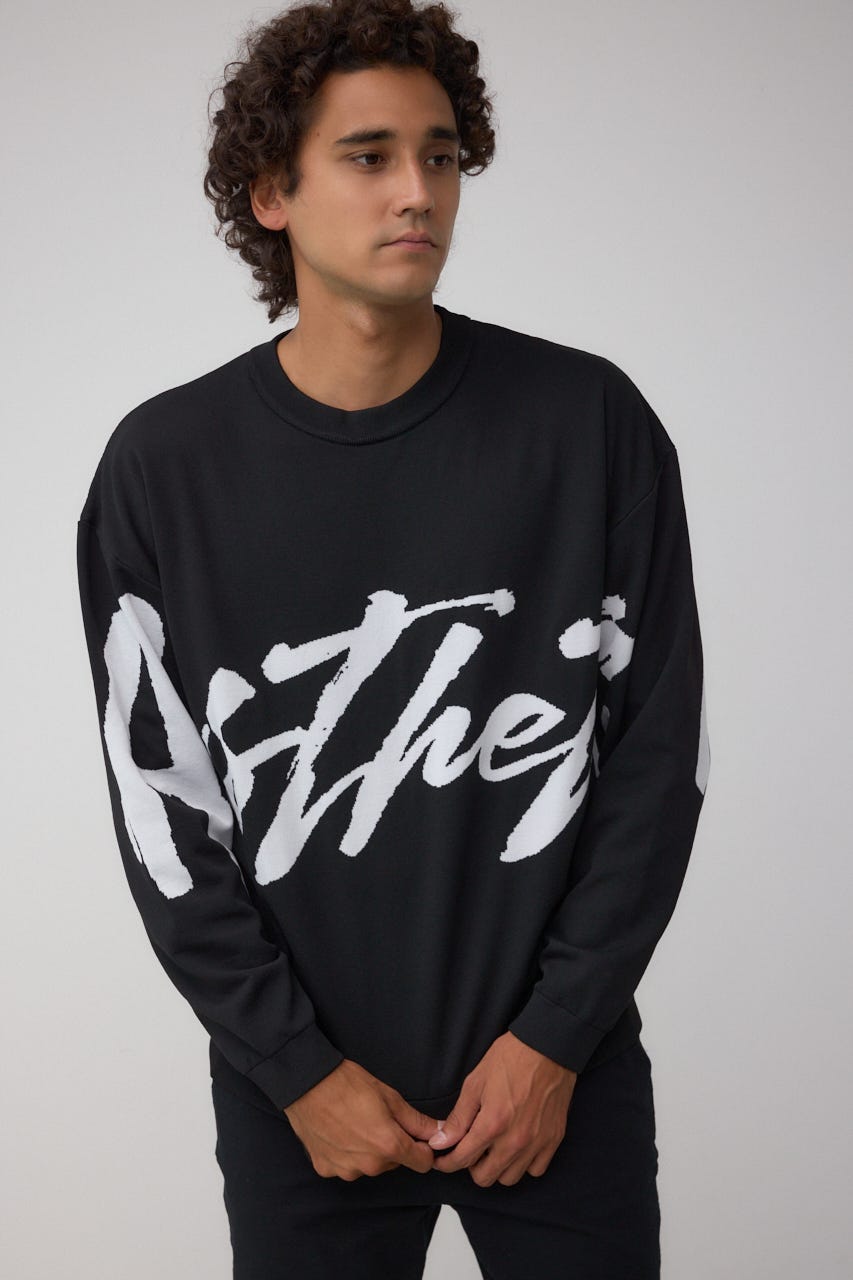 リバーシブル総柄グラフィックニット BLK L