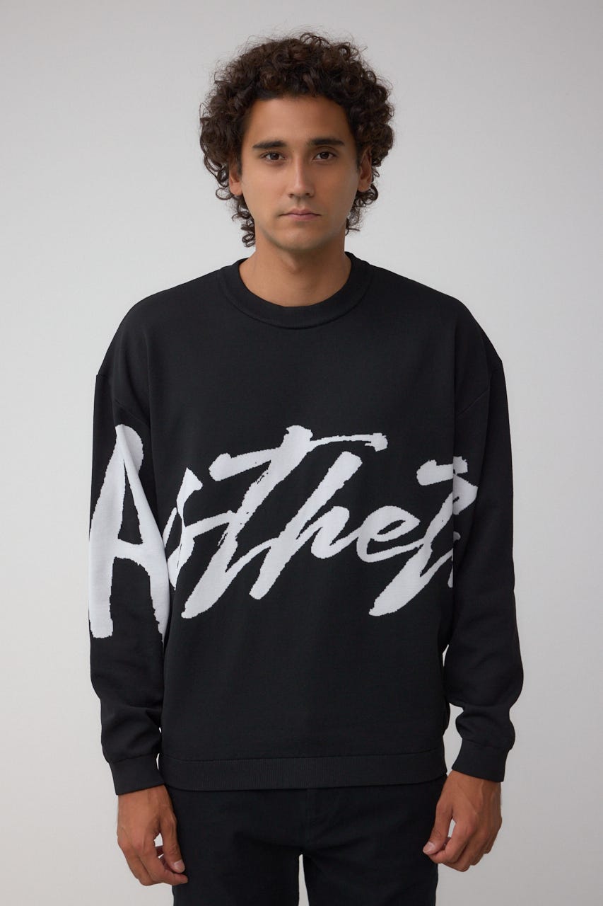 リバーシブル総柄グラフィックニット BLK L