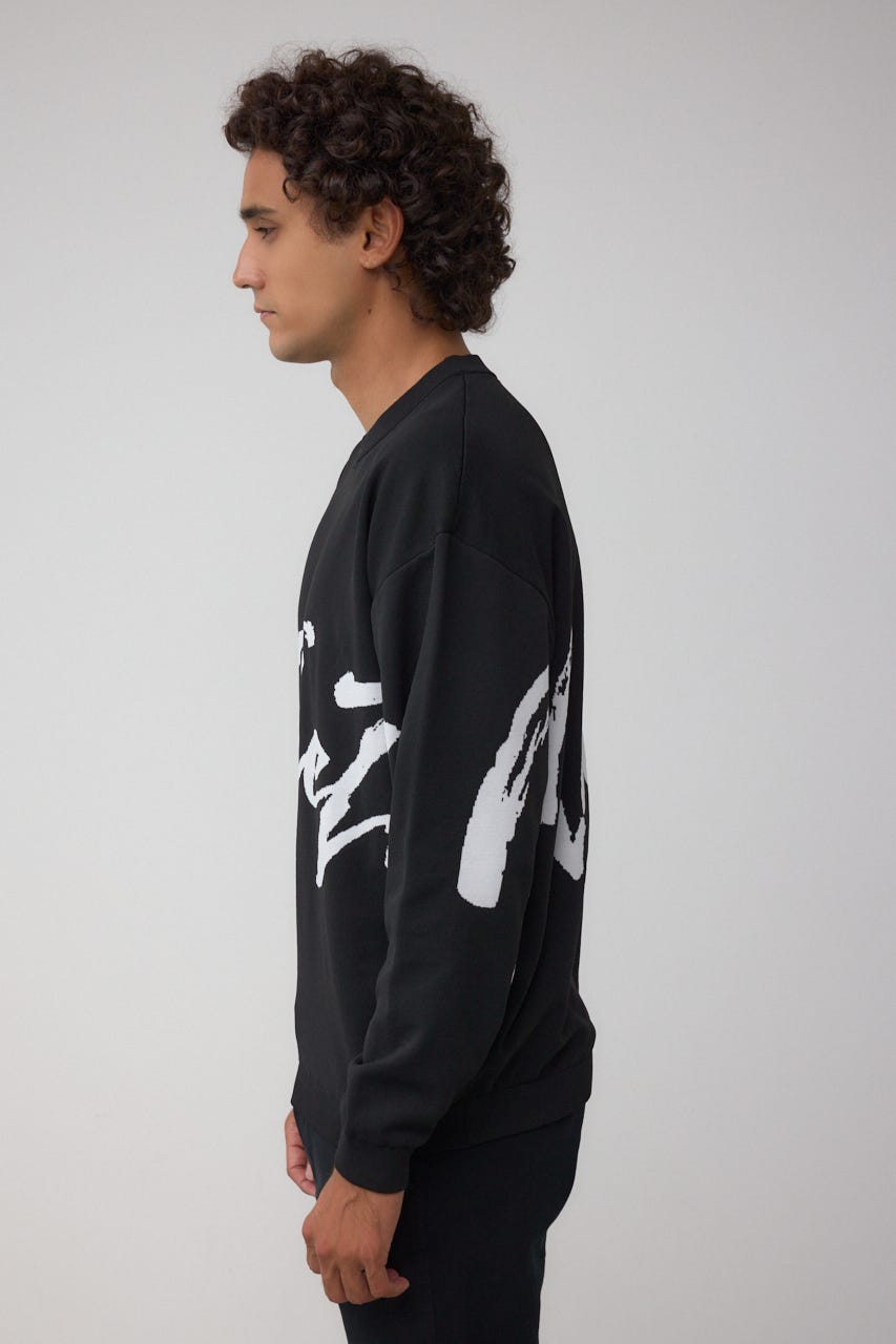 リバーシブル総柄グラフィックニット BLK L