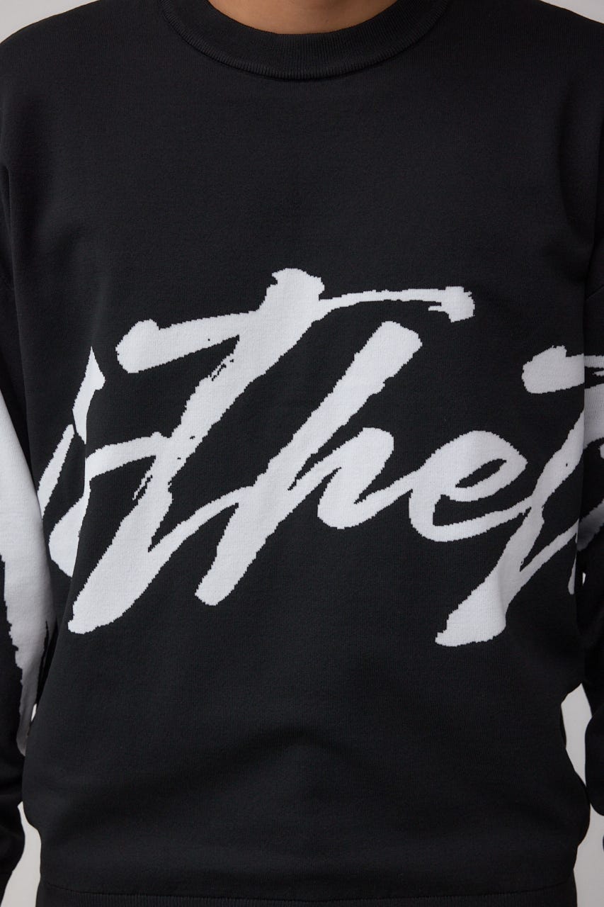 リバーシブル総柄グラフィックニット BLK L