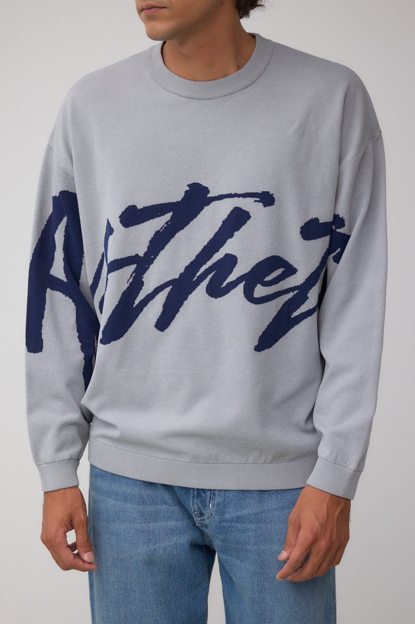 リバーシブル総柄グラフィックニット GRY M