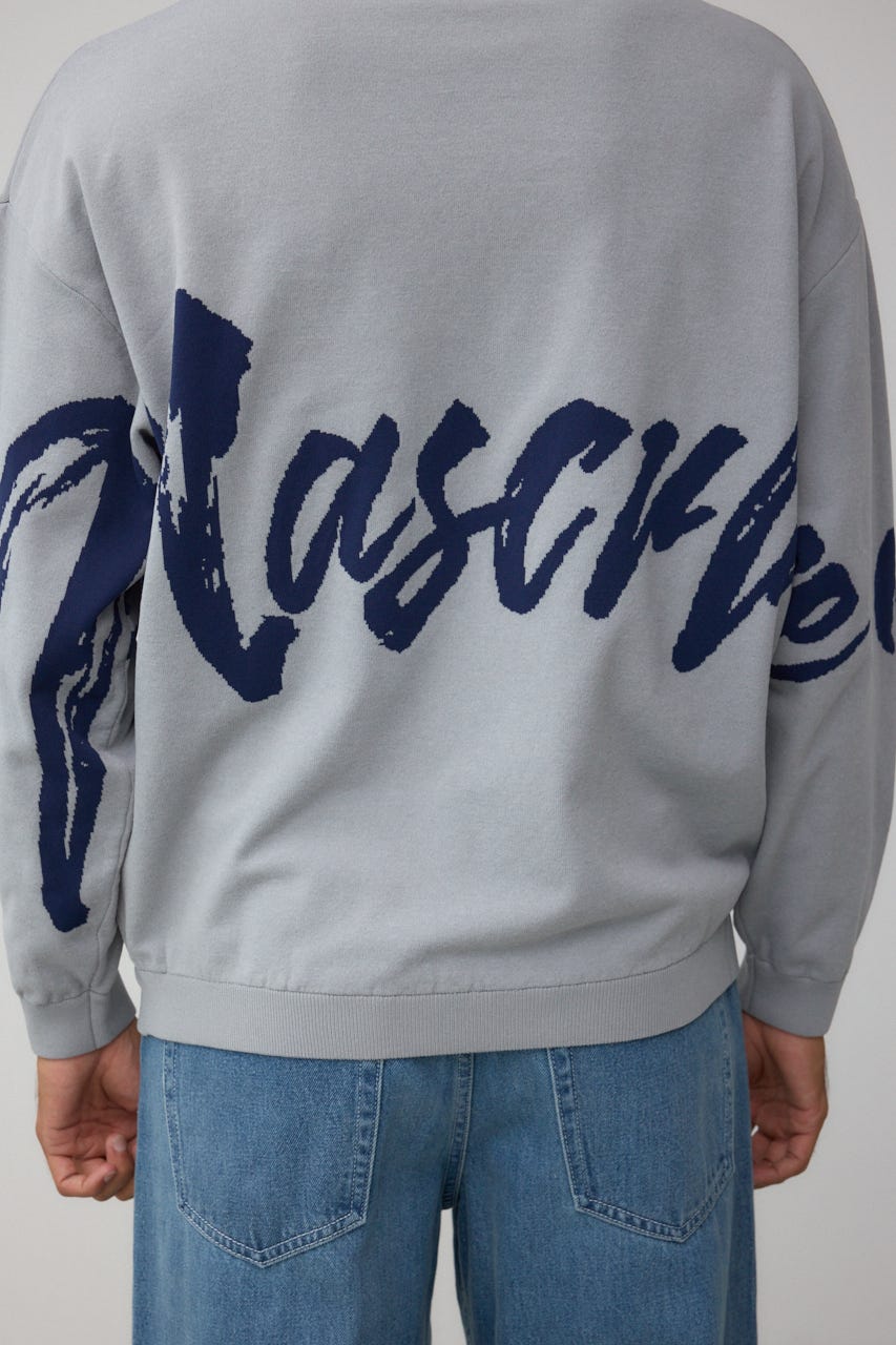 リバーシブル総柄グラフィックニット GRY M