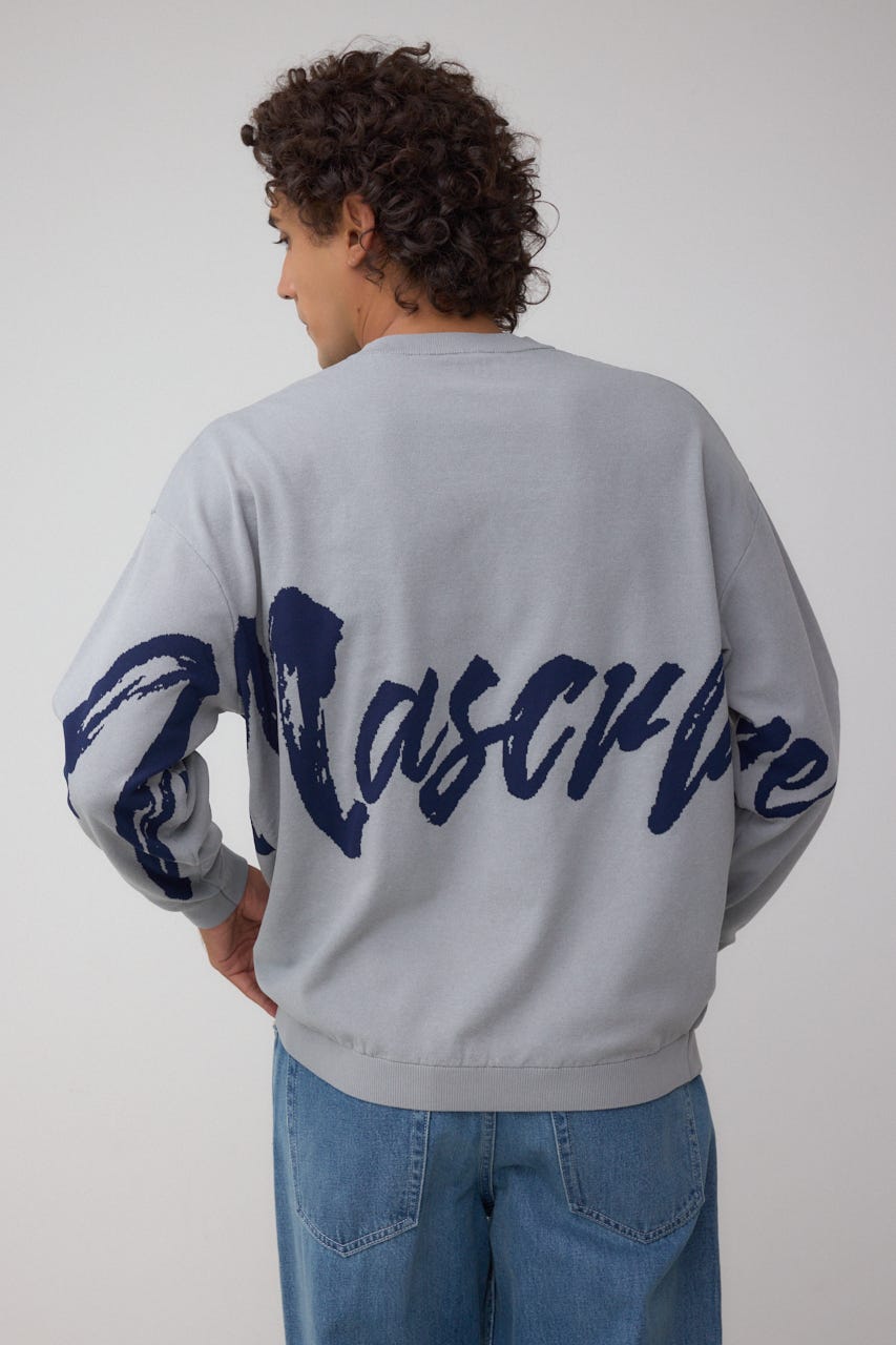 リバーシブル総柄グラフィックニット GRY M