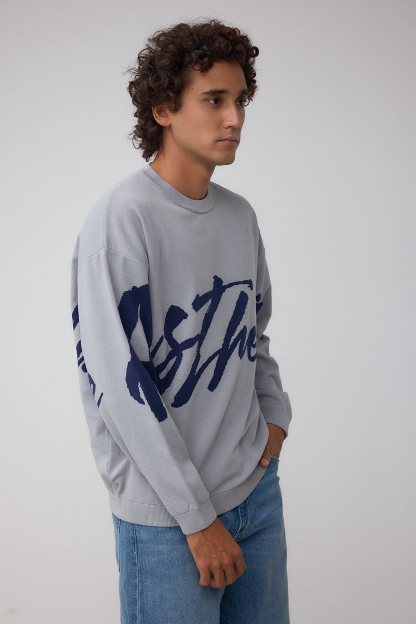 リバーシブル総柄グラフィックニット GRY M