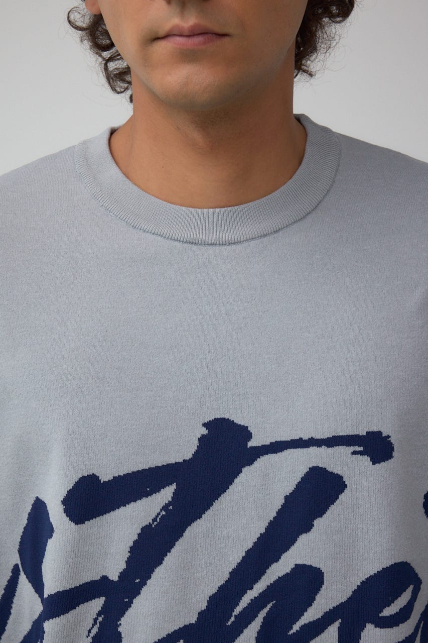 リバーシブル総柄グラフィックニット GRY M