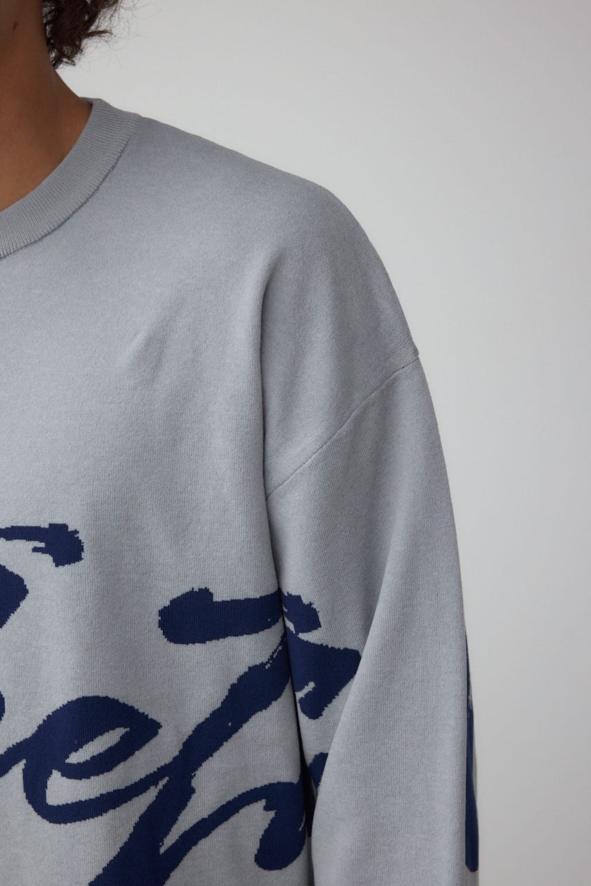 リバーシブル総柄グラフィックニット GRY M
