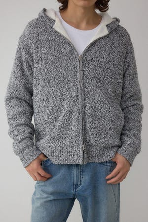 ガーターボアジップニット フーディー