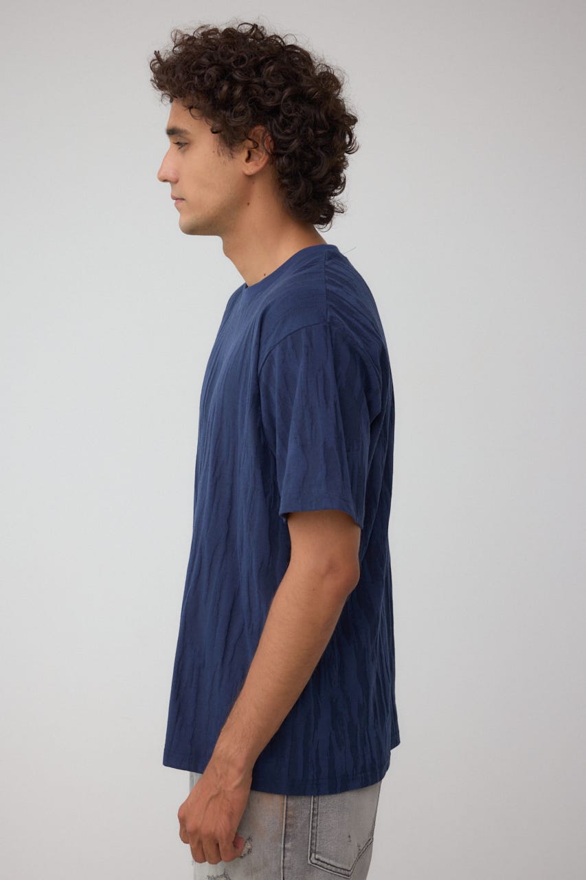 FETICO◆半袖カットソー/1/ナイロン/BLU/無地/FTC232-0707// AZUL BY MOUSSY | テクスチャーシフトトップス (Tシャツ
