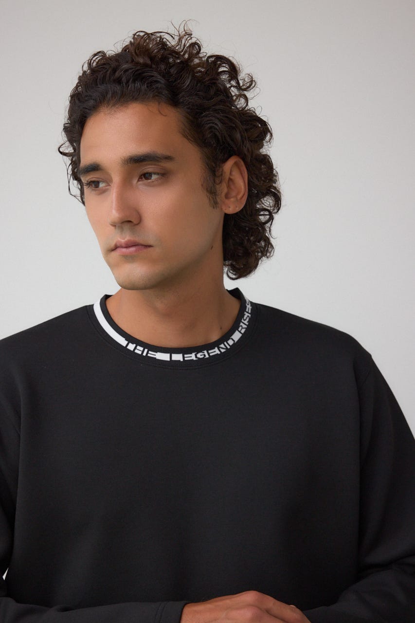 ネックジャガードトップス BLK M