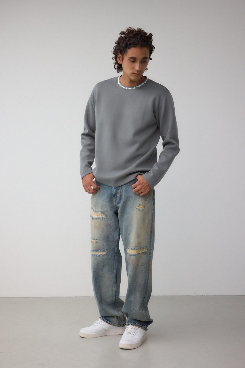 ネックジャガードトップス GRY M