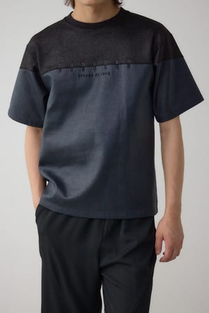 フェイクスウェードパネル切替トップス