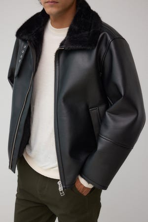 【即完売】AZUL BY MOUSSY アズールバイマウジー　革ジャン　裏ボア フェイクレザーシングルライダースジャケット｜MEN｜251GAC30