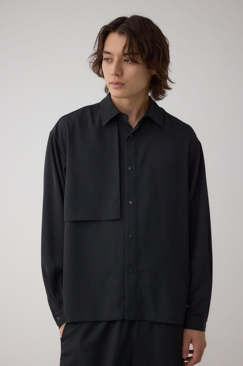 suavele トロミシャツ　ネイビー suavele トロミシャツ ネイビー 新色追加】ギャザーワイドシャツ