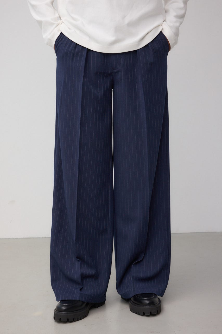 ストライプ ワイドパンツ　45R ストライプ柄 ワイドパンツ パンツ レディース 送料無料・再再販