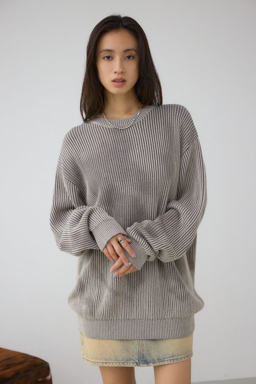 シャドウスプレーリブニット BEG L