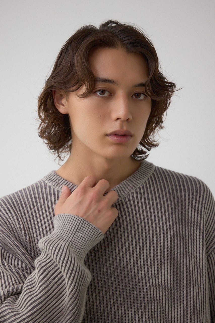 シャドウスプレーリブニット BEG L