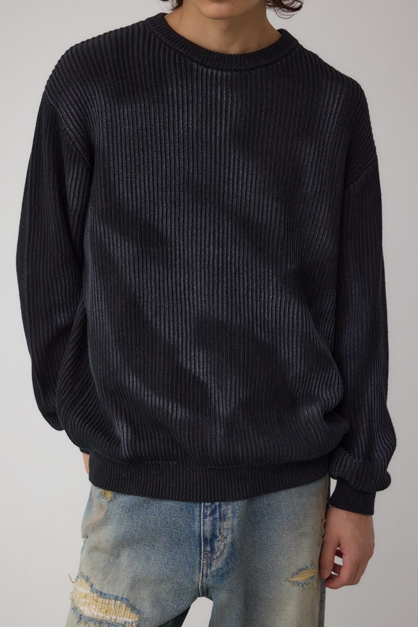 シャドウスプレーリブニット BLK L