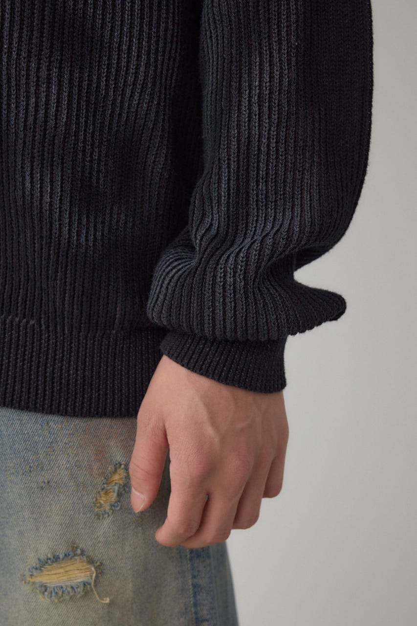 シャドウスプレーリブニット BLK L