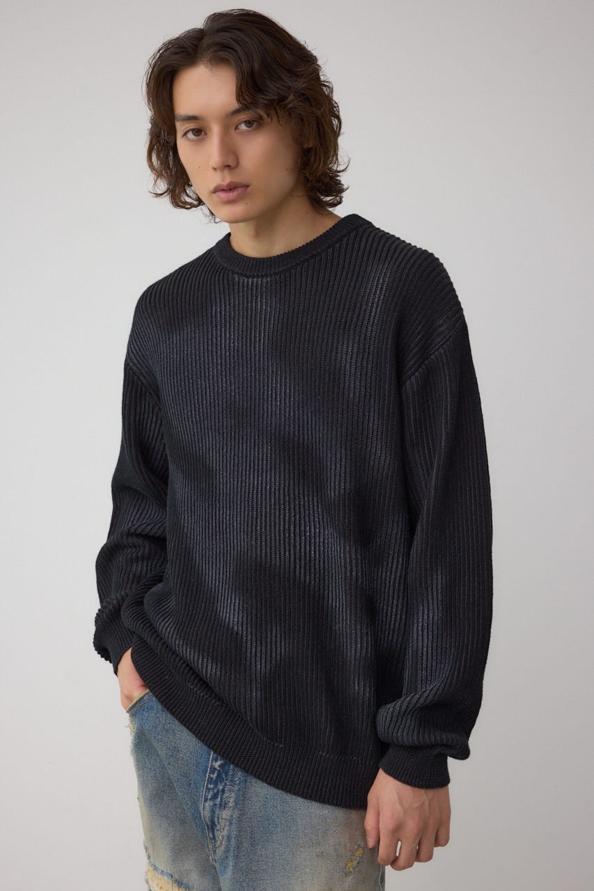 シャドウスプレーリブニット BLK L