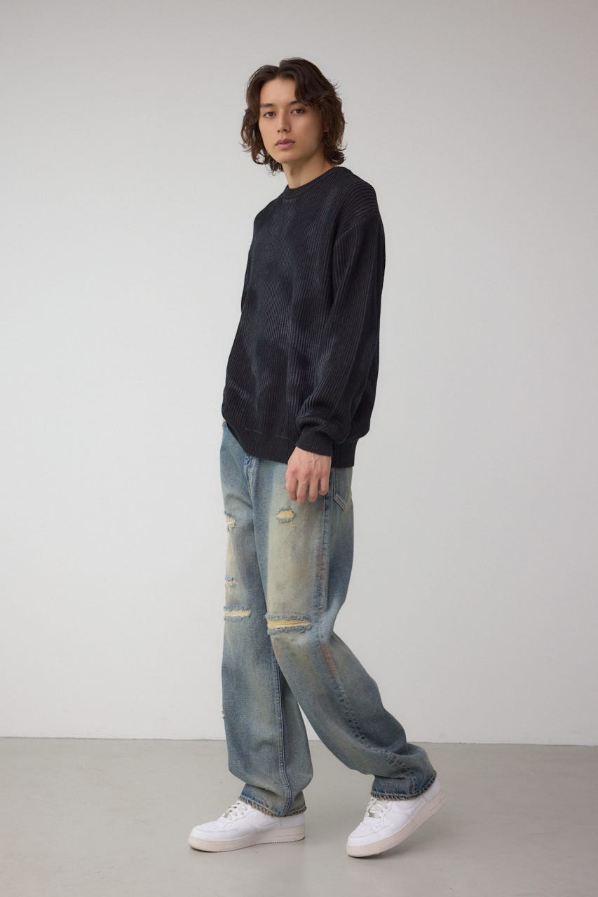 シャドウスプレーリブニット BLK L