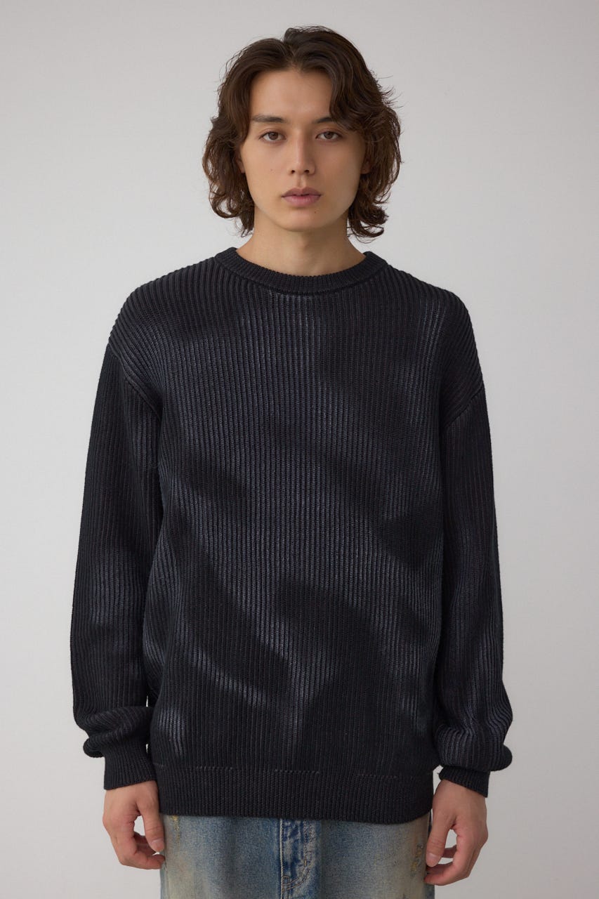 シャドウスプレーリブニット BLK L