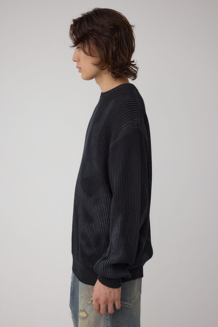 シャドウスプレーリブニット BLK L