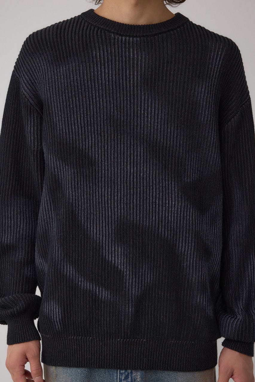 シャドウスプレーリブニット BLK L