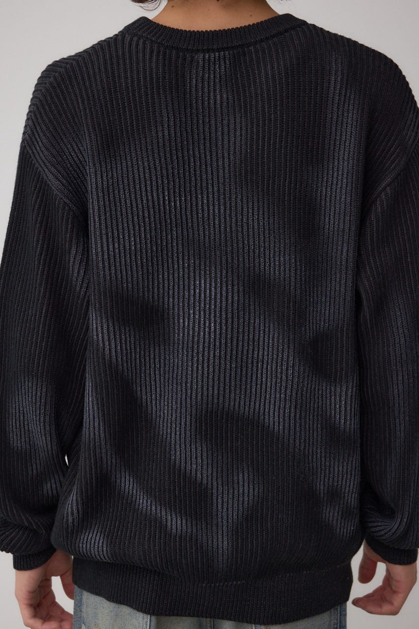 シャドウスプレーリブニット BLK L