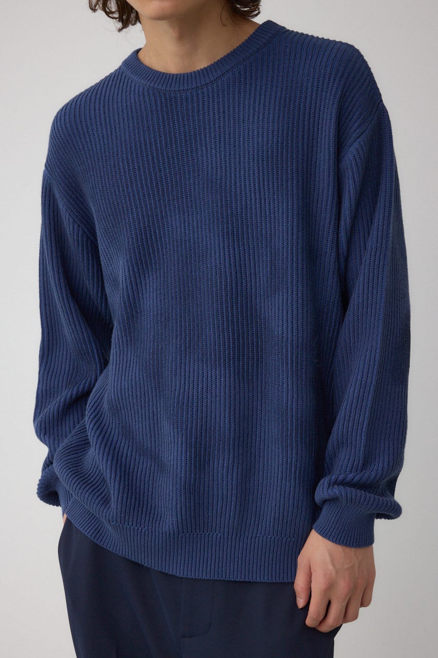 シャドウスプレーリブニット NVY M