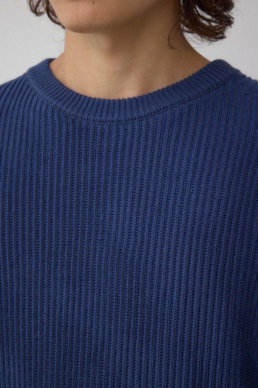 シャドウスプレーリブニット NVY M