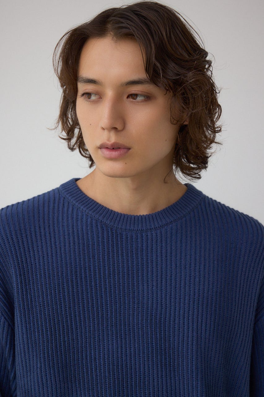 シャドウスプレーリブニット NVY M