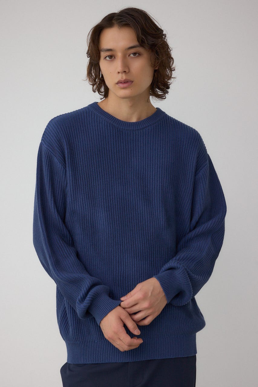 シャドウスプレーリブニット NVY M