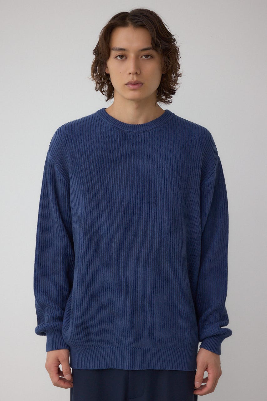 シャドウスプレーリブニット NVY M