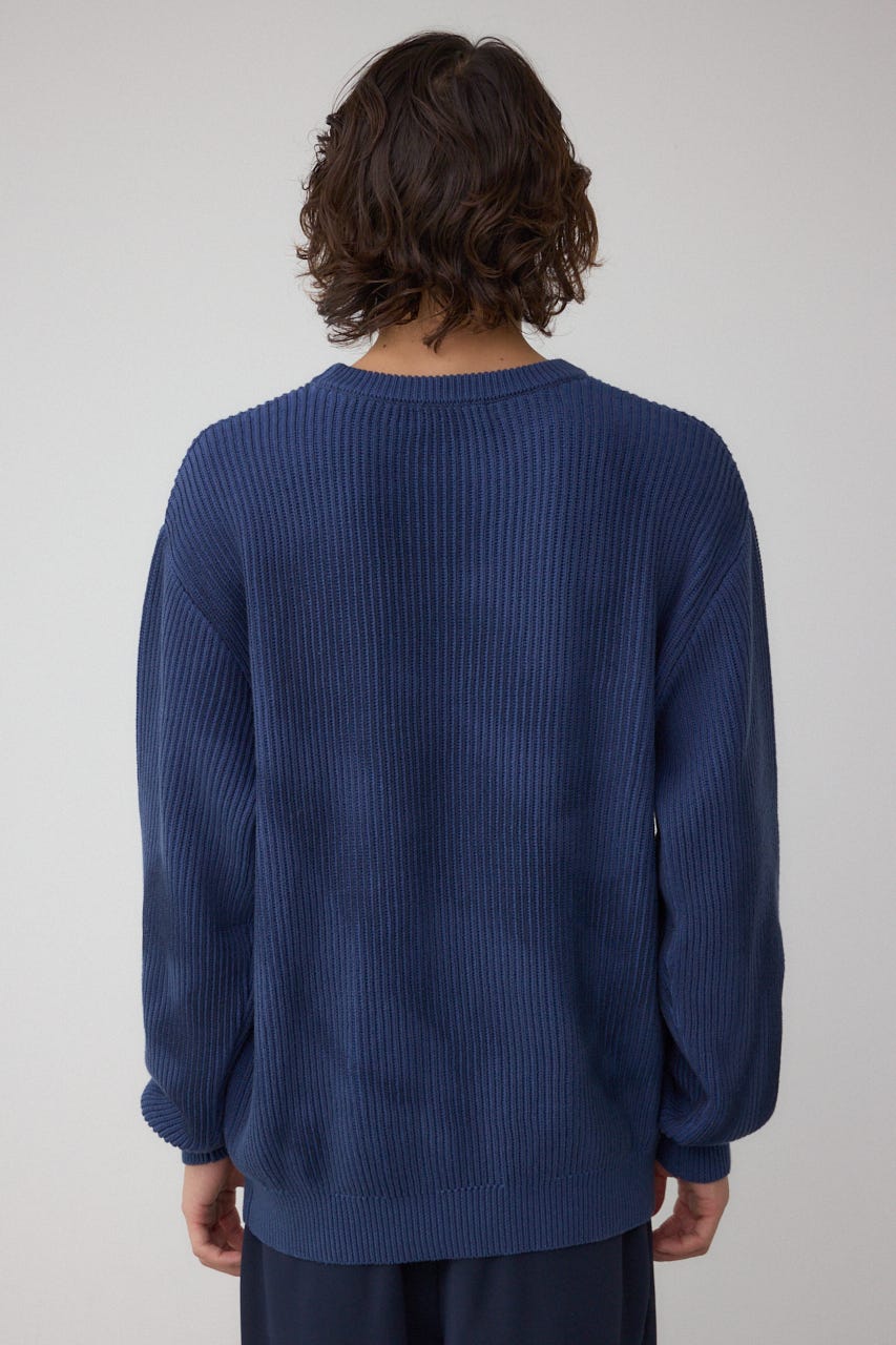 シャドウスプレーリブニット NVY M