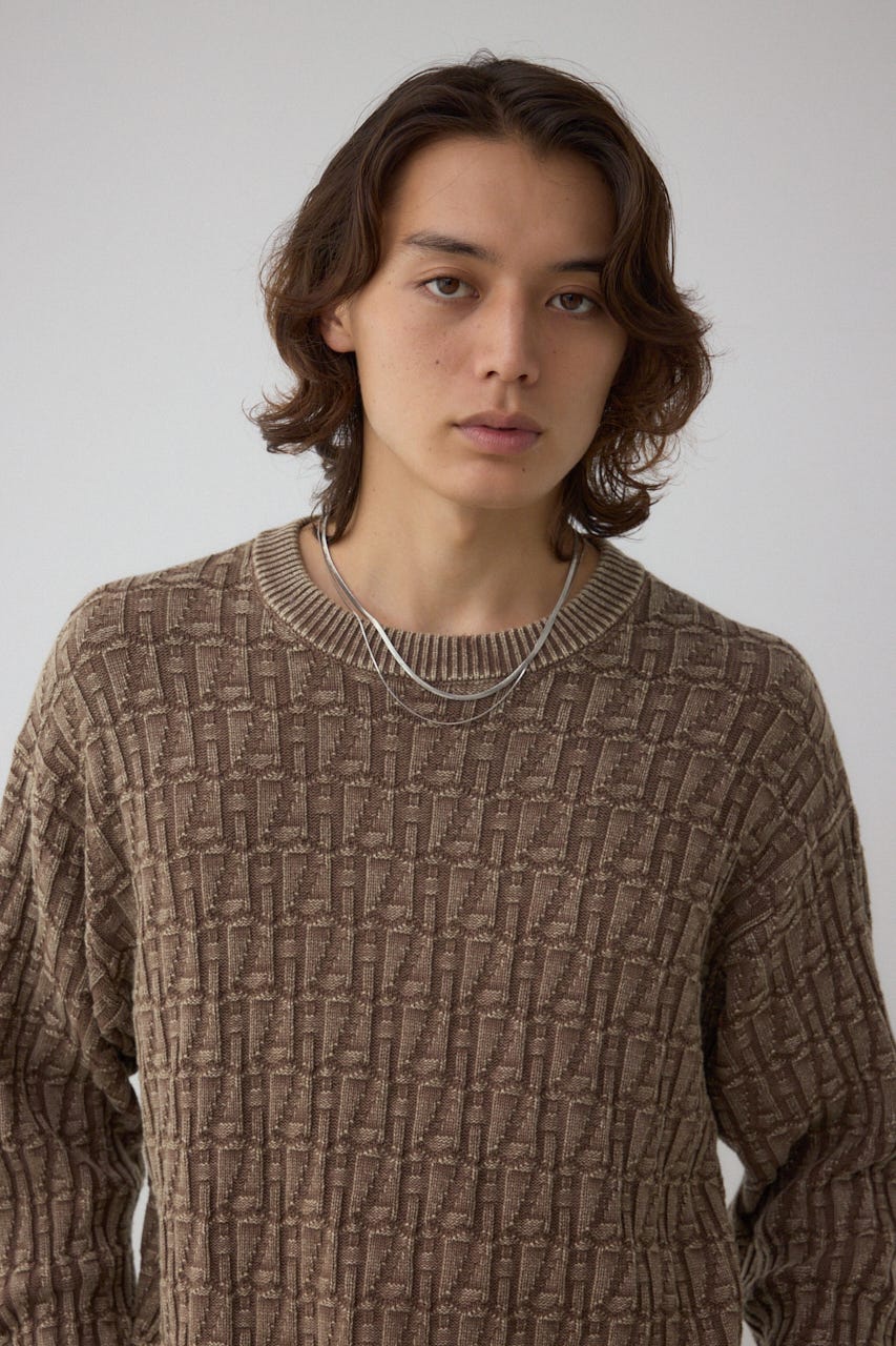 ヴィンテージライクジャガードニット BRN M