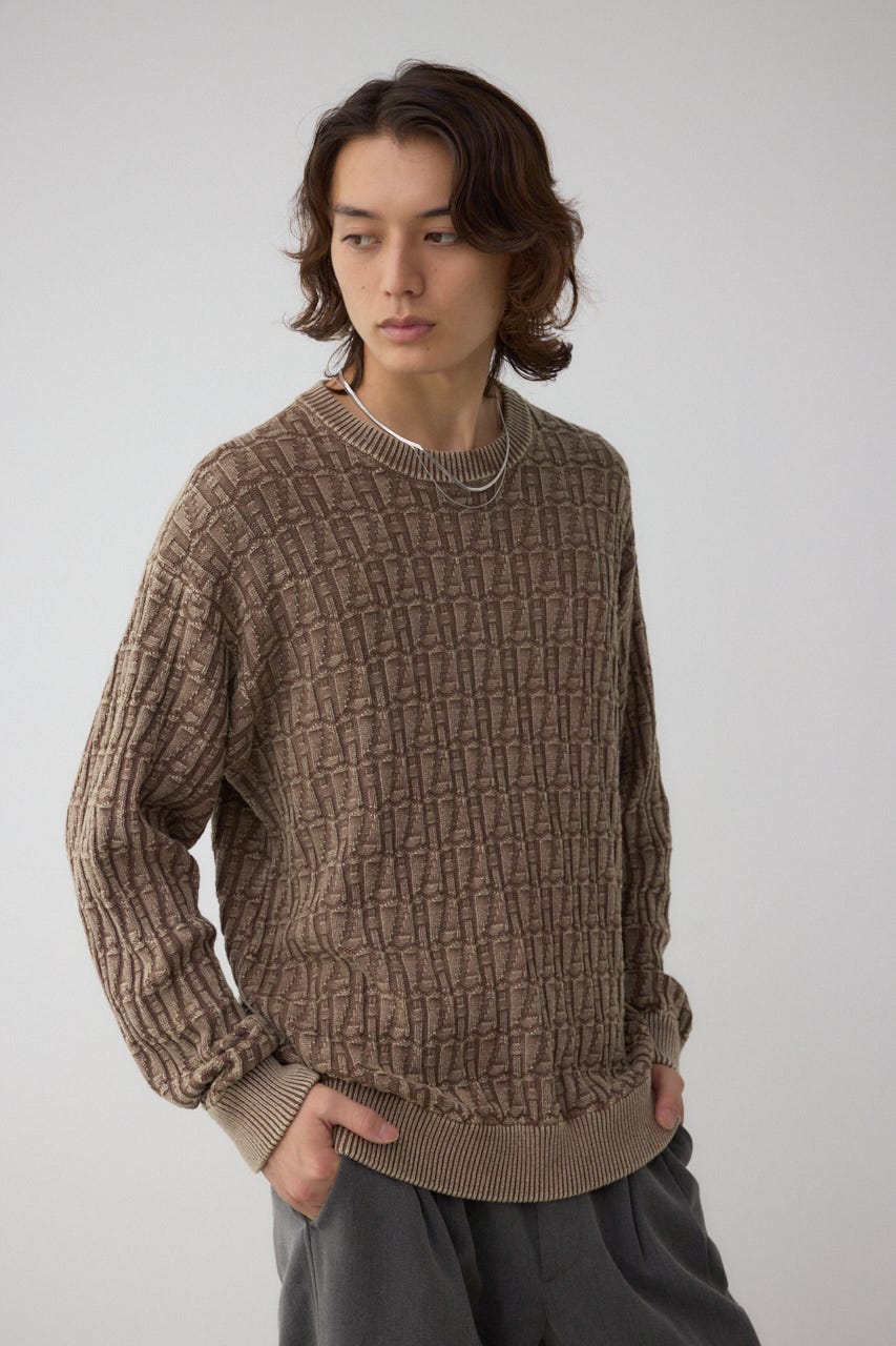 ヴィンテージライクジャガードニット BRN M