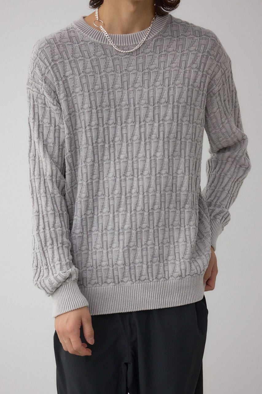 ヴィンテージライクジャガードニット GRY M
