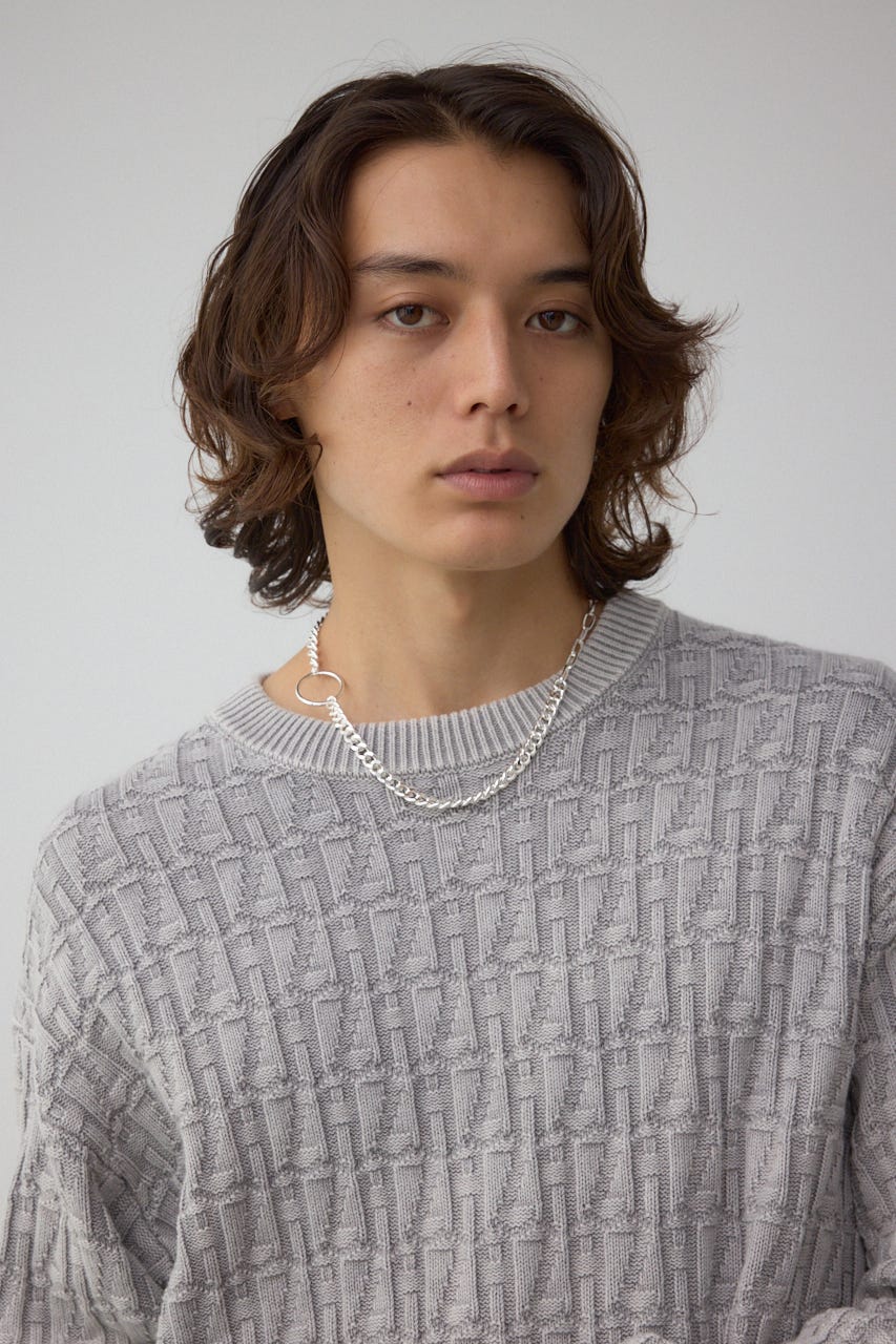 ヴィンテージライクジャガードニット GRY M