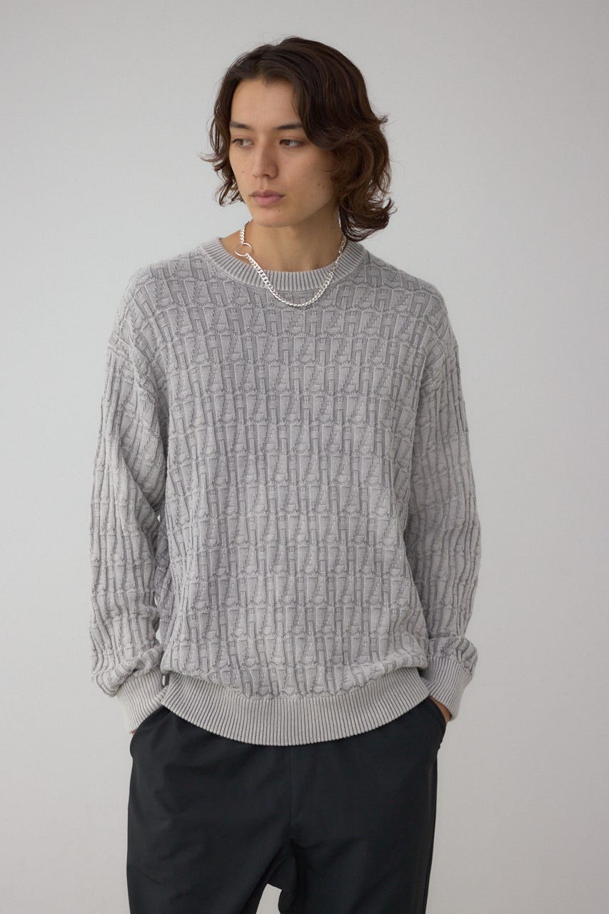 ヴィンテージライクジャガードニット GRY M