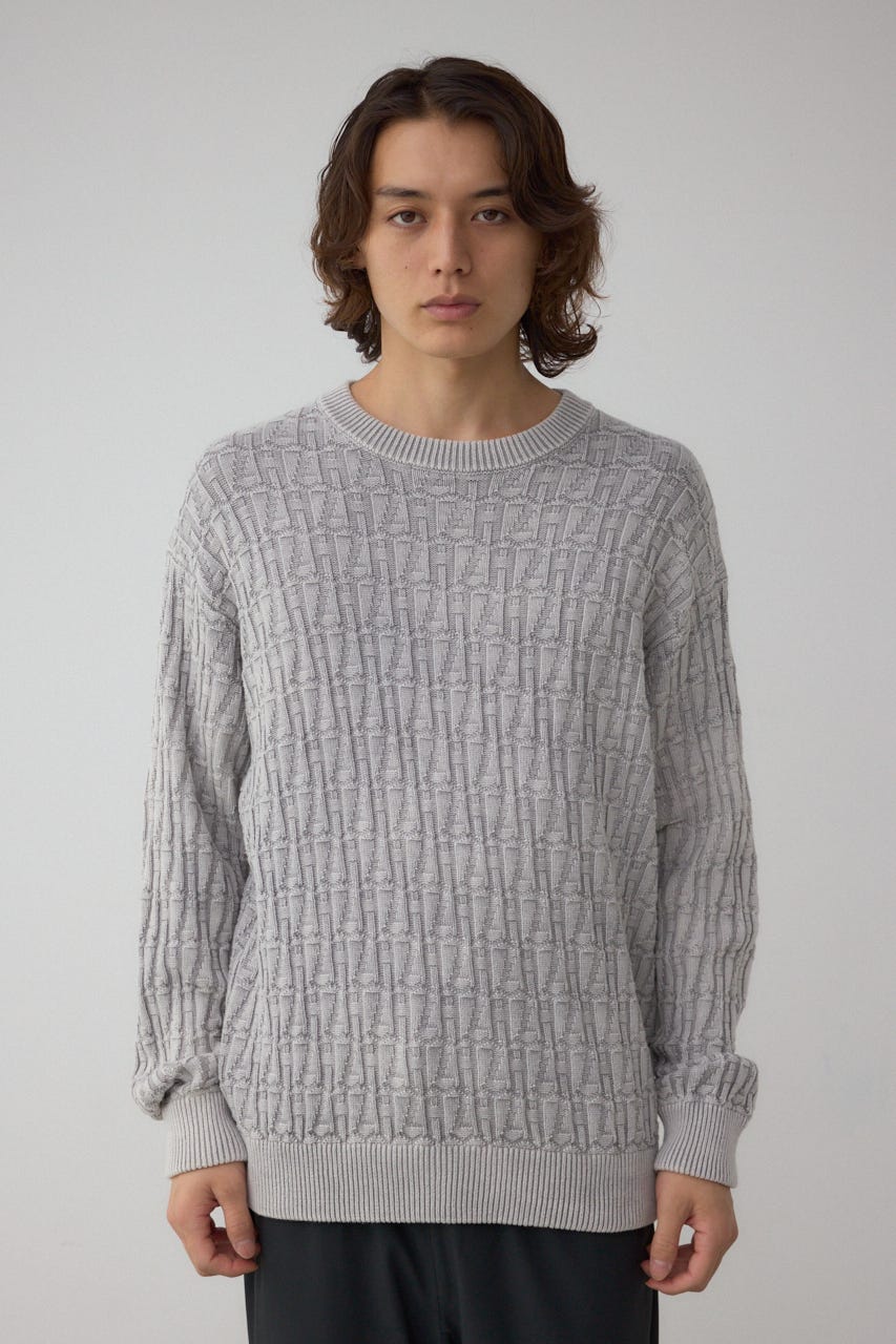 ヴィンテージライクジャガードニット GRY M