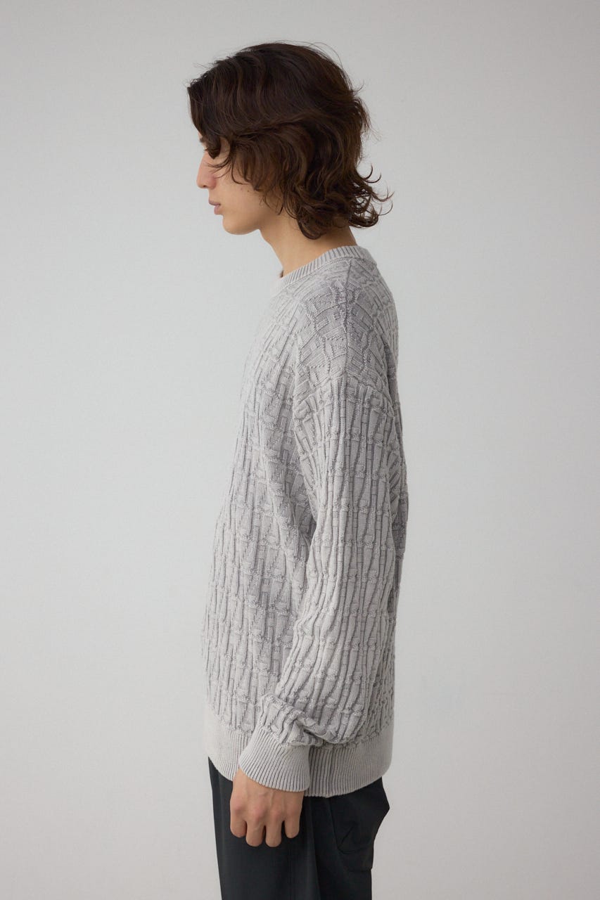 ヴィンテージライクジャガードニット GRY M