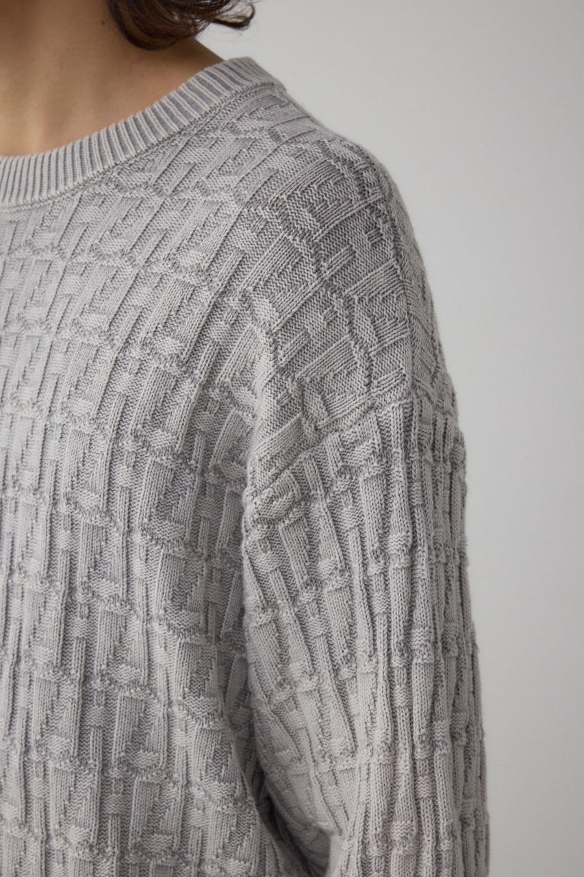 ヴィンテージライクジャガードニット GRY M