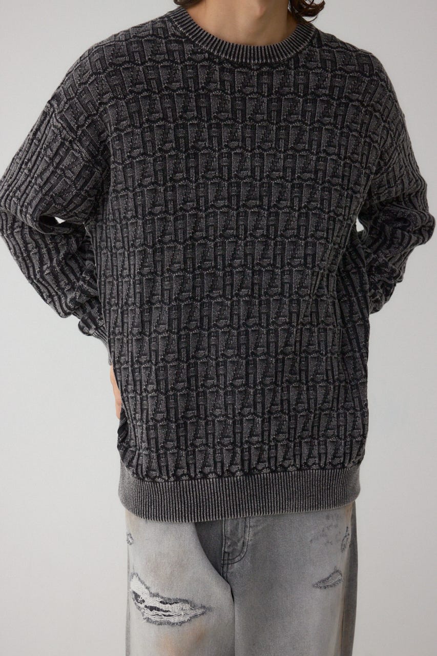 ヴィンテージライクジャガードニット L/BLK L