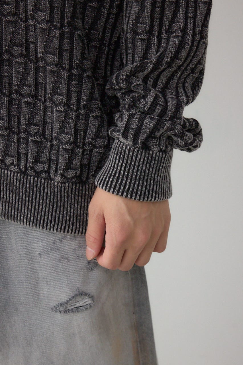 ヴィンテージライクジャガードニット L/BLK L