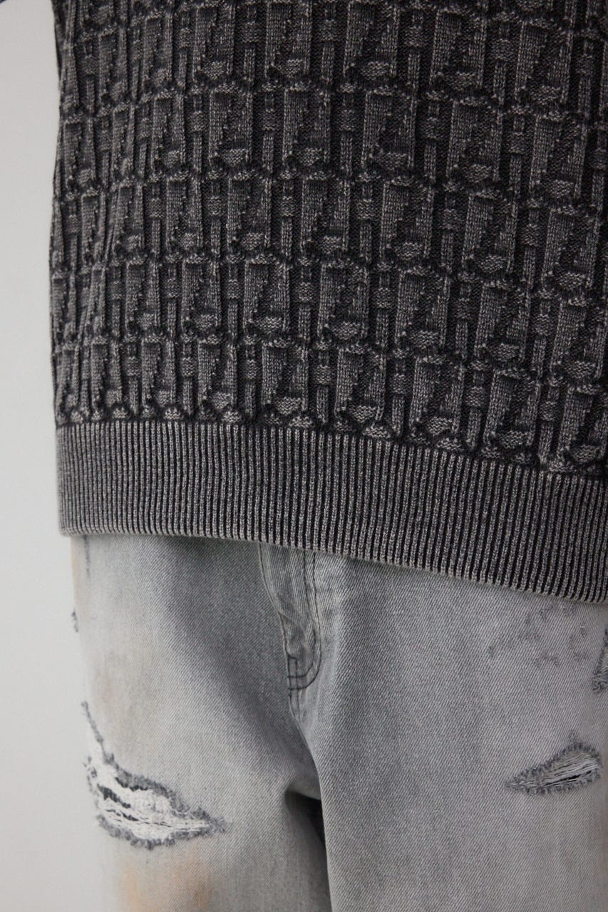 ヴィンテージライクジャガードニット L/BLK L